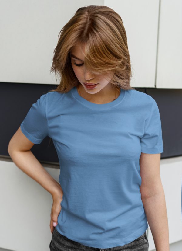 Camiseta basica mujer azul