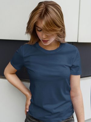 Camiseta basica mujer azul marino