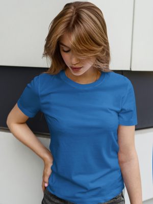 Camiseta basica mujer azul real